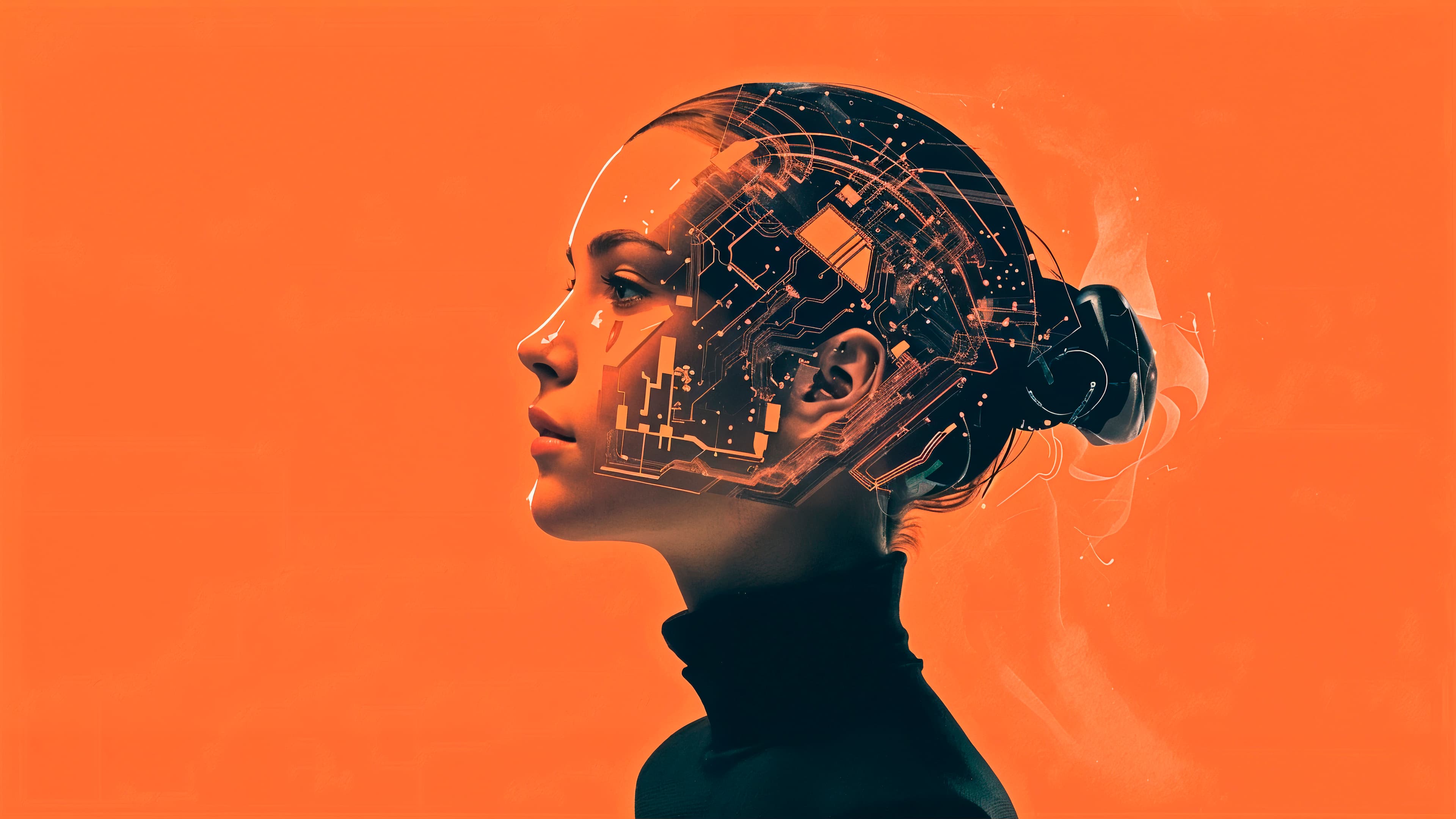 Digital artwork of an AI-assisted person with circuit patterns